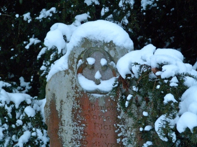 The snow makes the graves more cheerful